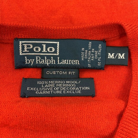 Polo Ralph Lauren Custom Fit Orange Merino Sweater - Picture 2 of 4